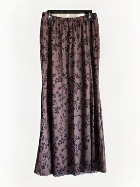 Yozy Brown Floral Sheer Maxy Skirt Junior Size Large
